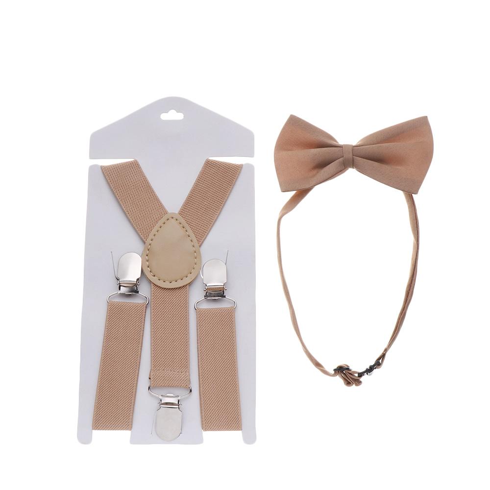 Dress Baby Hair Bow Set Solid Color Elastic Braces Cow Tie Belts Kids Suspenders Printed Bow Tie