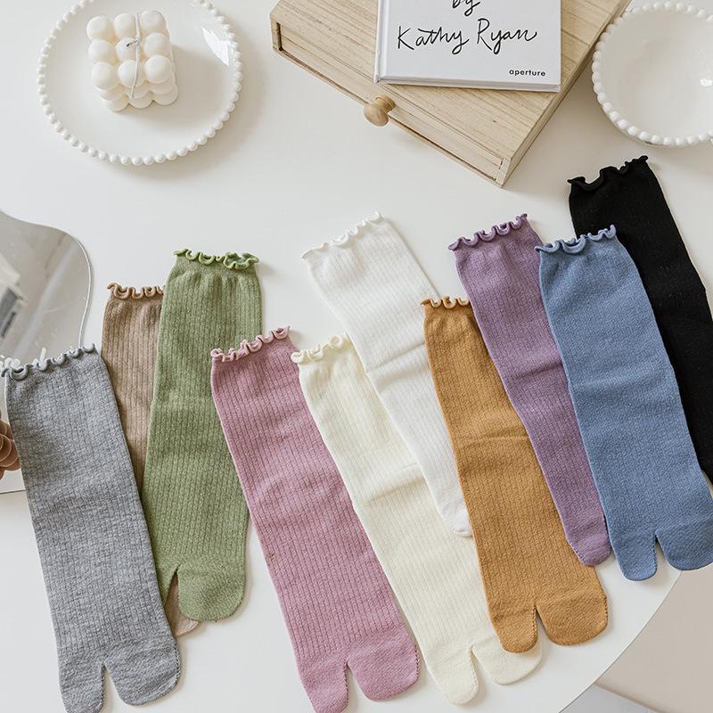 1Pair  High Quality Combed Cotton Split Toe Socks Unisex Simple Comfortable Two-Toed Socks Harajuku Men Women'S Tabi Socks