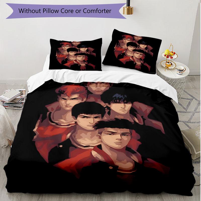 3pcs Duvet Cover Set (1*Duvet Cover + 2*Pillowcase, Without Core), SLAM DUNK Print Soft All‑Season Bedding Set, Home Bedroom Decor Gift