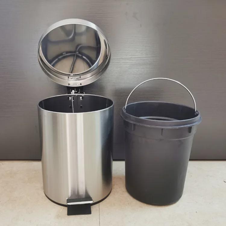 Круглый мусорный бак из нержавеющей стали с крышкой для дома или офиса
