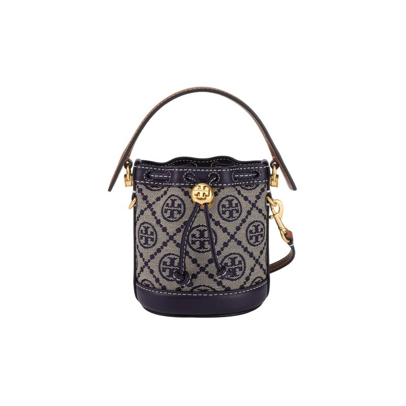 TORY BURCH Tang Libaiqi T Monogram Double T logo jacquard detachable shoulder strap pocket size with leather trim Tote bag Tote bag 146866-405