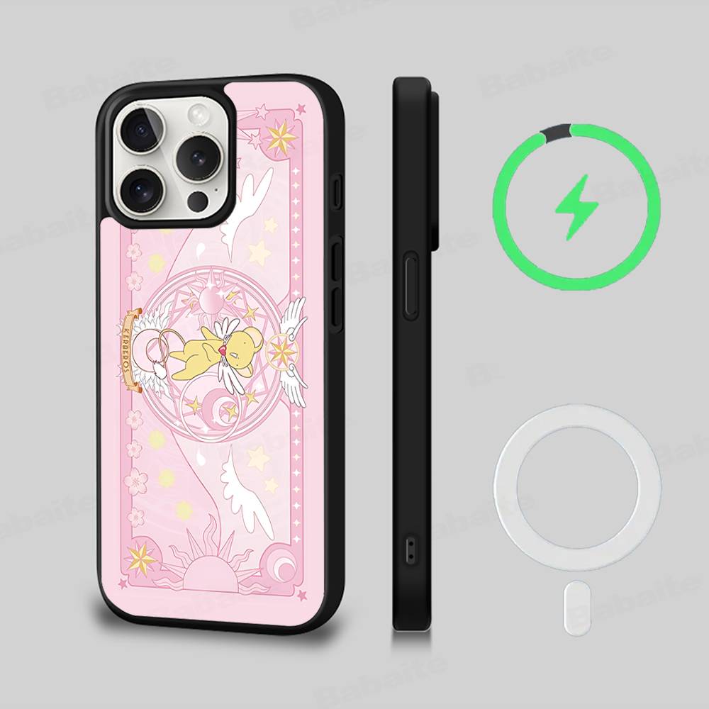 Магнитный матовый чехол для телефона C-Cardcaptor Sakura для iPhone 16 17 15 14 13 12 11 Для Magsafe Беспроводная зарядка Обложка