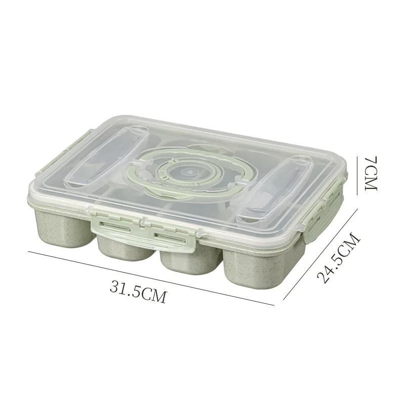 10 compartments of wheat straw lunch box, portable square food container, suitable for picnicking