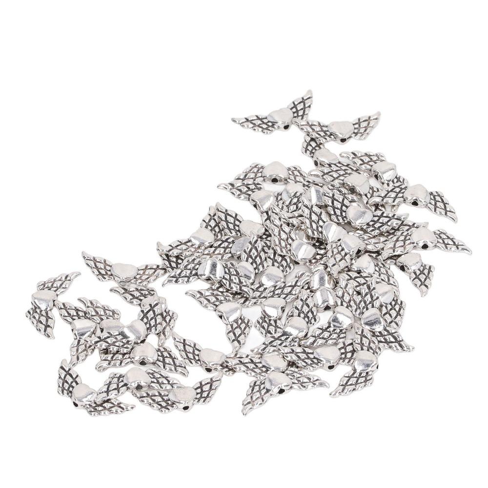 100pcs Pure Finish Angel Wing Beads Silver Wing Charm Beads Wing Spacer Beads  DIY Craft