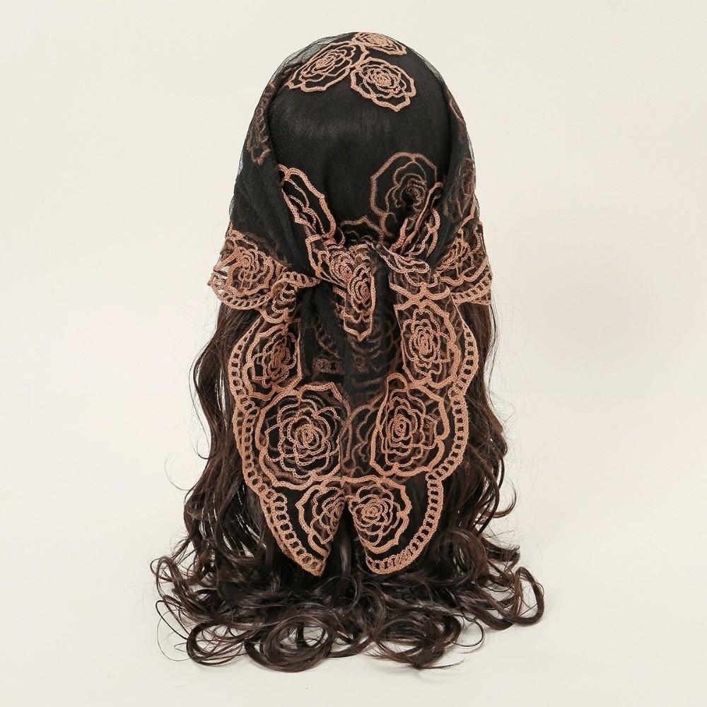 Floral Embroidery Lace Scarf Breathable Sunscreen Shawls Fashion Headscarf Summer