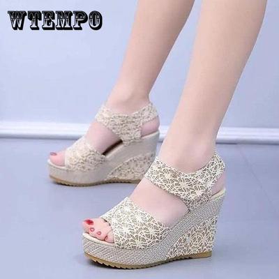 Женские летние сандалии, женская классная обувь на танкетке, винтажные вечерние сандалии на высоком каблуке, повседневные универсальные клубные нескользящие сандалии