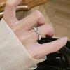Zircon Bow Pearl Open Ring Niche Design Light Luxury High Sense Fashion Exquisite Versatile Personality Jewelry