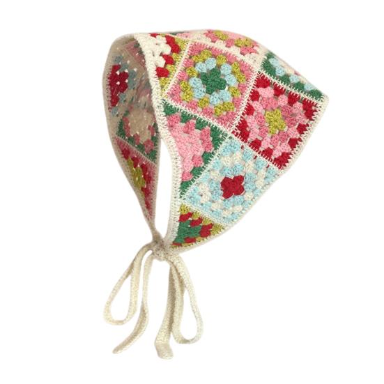 Повязка на голову во французском стиле в стиле бохо, вязаная крючком цветочная треугольная косынка на шнуровке, бандана в стиле Хэллоуина