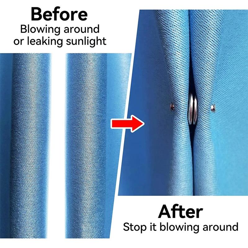 4/8 пар магнитных кнопок для штор, съемная застежка для штор, зажим для предотвращения регулировки света, закрывающая магнитную пряжку для оконного экрана