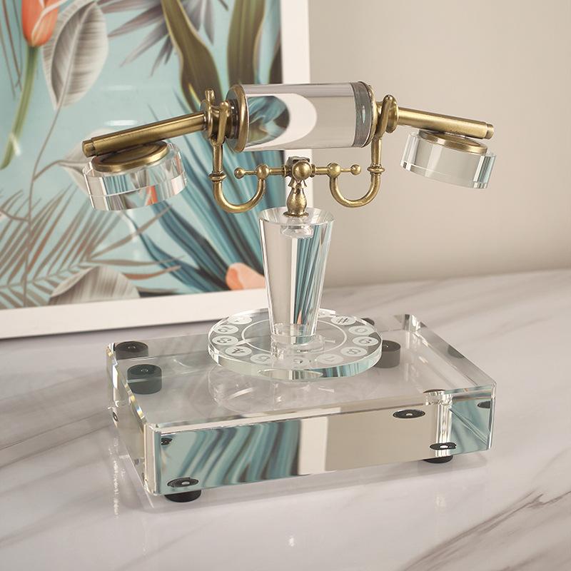 Modern Light Luxury Creative Retro Crystal Phone Props Model Room Sales Office Sales Center Desktop Decoration Ornaments