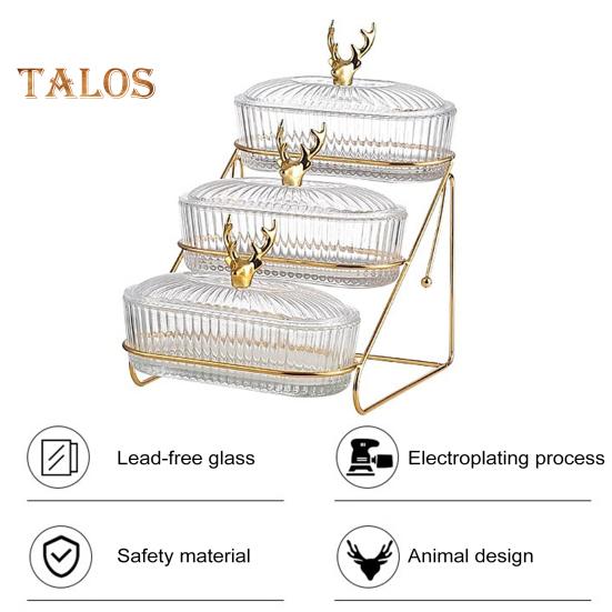 3-уровневый поднос для сухофруктов с подставкой для орехов, стильная крышка из лося, прочная пластиковая железная рама, фруктовая тарелка, модный скандинавский поднос для закусок, фруктов и конфет