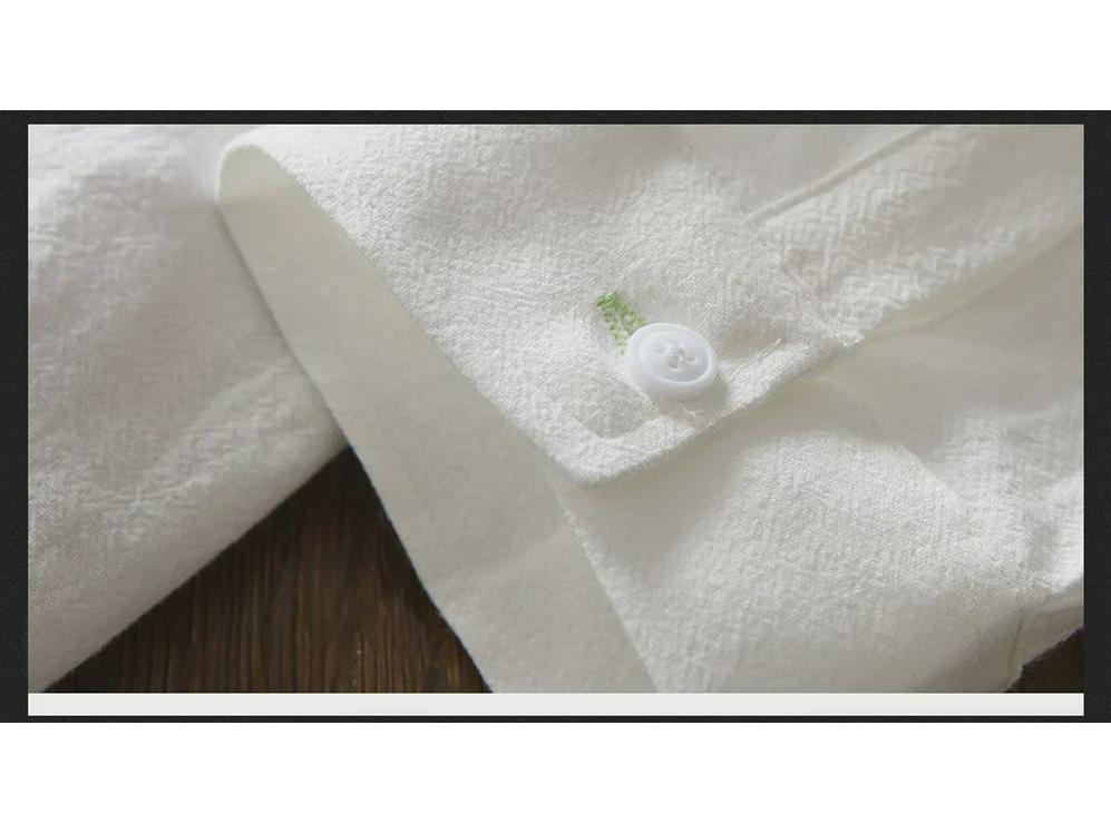 2023 Мужская модная белая льняная рубашка облегающего кроя с короткими рукавами