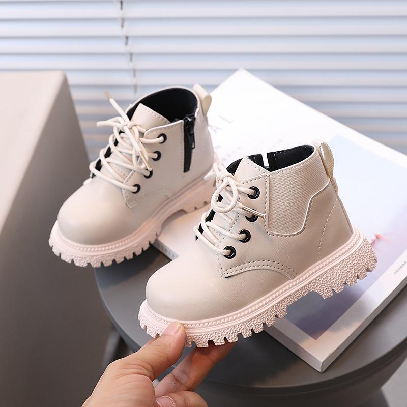 Осенне-зимняя новая детская обувь Детские ботинки Martin Ботинки для мальчиков в британском стиле Короткие ботинки для девочек Детская обувь Тенденция к одинарным ботинкам