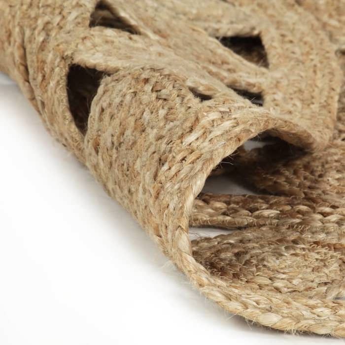 Tapis rond - Jute tressée - 120 cm - Tissé à la main - Motif traditionnel