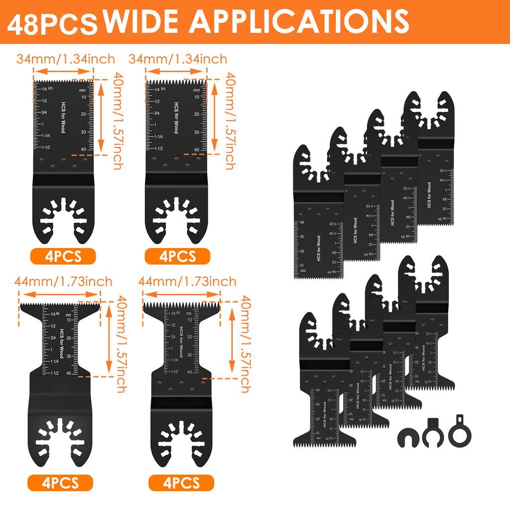 8/16/24/48 Oscillating Saw Blade Set Multi Tool Blades Oscillating Saw Blade Renovator Multi Cutter Blade For Wood Metal Plastic