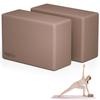 PROIRON Yoga Blocks, Set of 2, Stretching Blocks, High-Density EVA, Popular, Moisture-Resistant, 23*15*7.5cm (Brown)