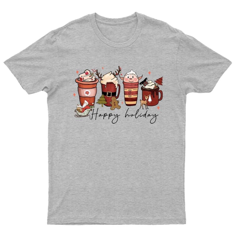Happy Holiday Christmas Coffee TShirt Unisex Gift Retro Seasonal Funny Xmas
