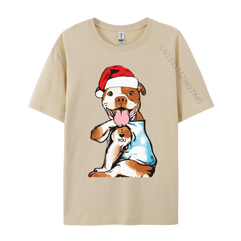 Cute Christmas Pitbull Dog Tshirts Vintage Top Tshirts Tops Tees New Arrival Cotton Printed On Party Unisexs