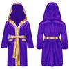 Kids Boxer Cosplay Uniform Set Costume Hooded Cloak Robe Boxing Fight Gown Role Play Outfits Halloween Carnival Party