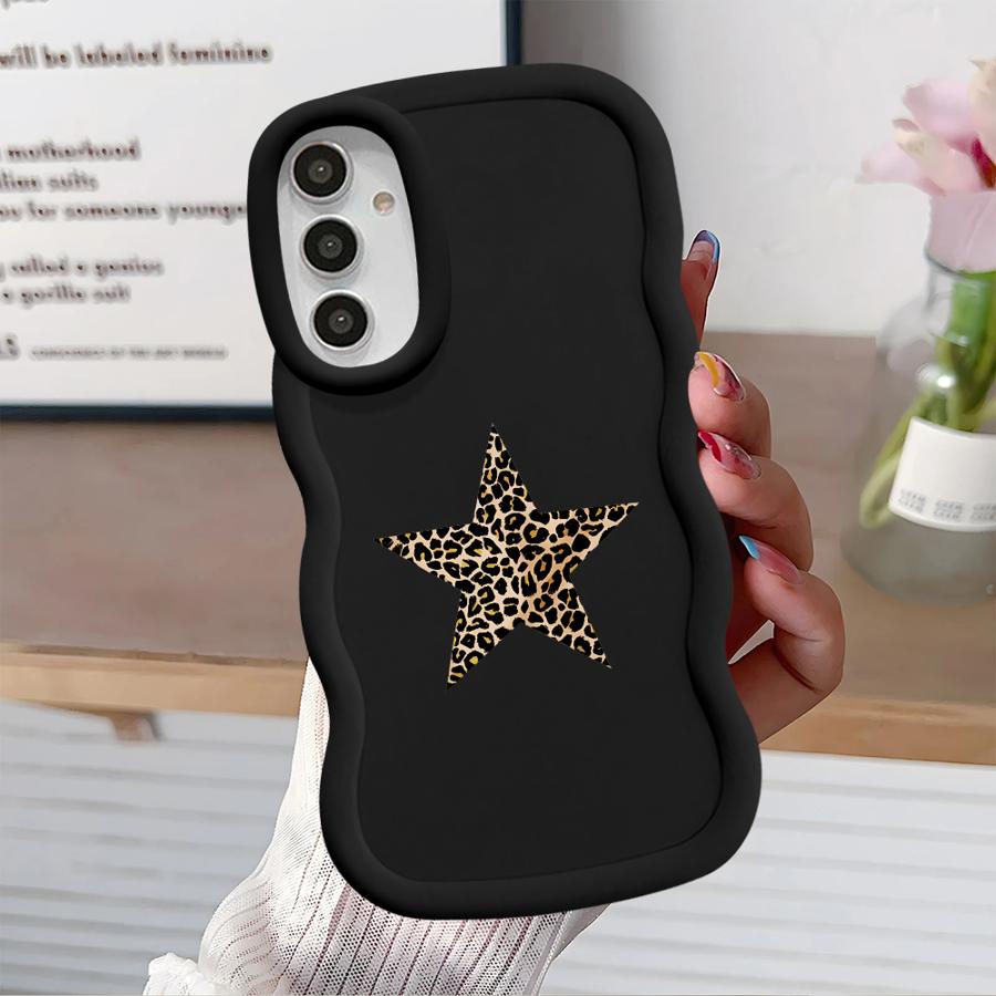 Мягкий чехол для телефона для Samsung Galaxy A14 A16 A15 A21s A11 A13 A52 A12 A04 A22 A23 A53 A03 A06 A05 A33 Дизайн Леопардовая Звезда