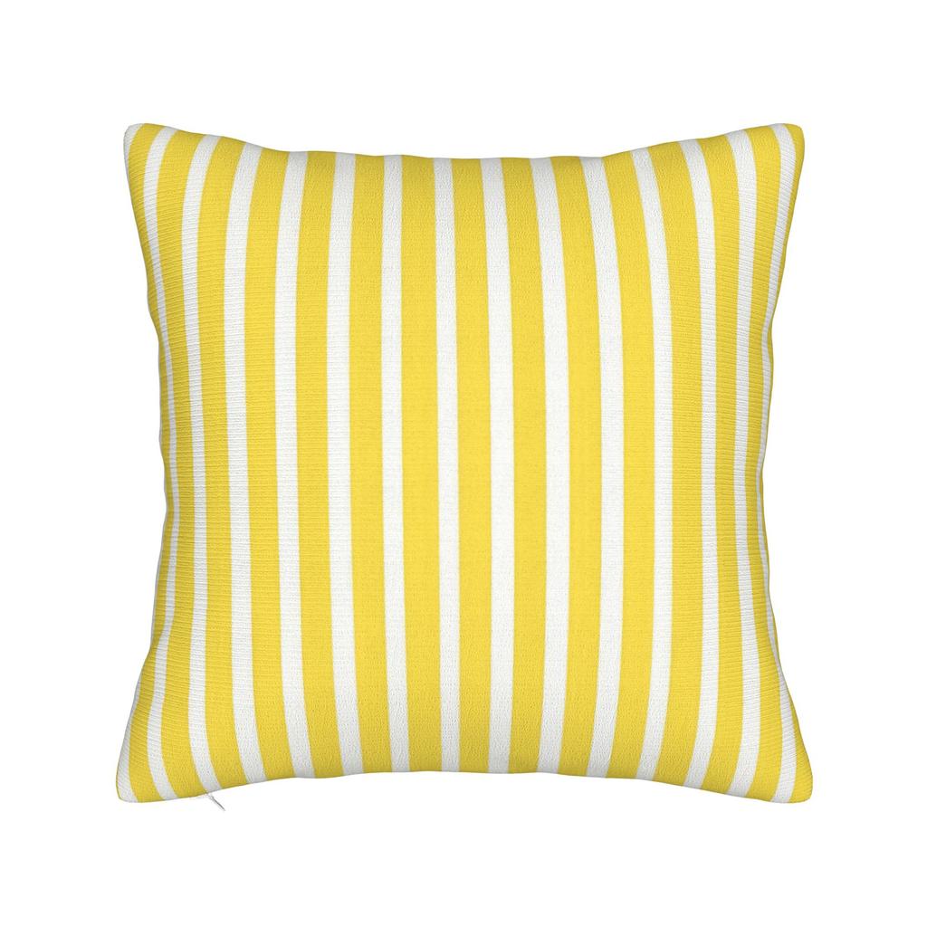 Summery Lemon Yellow and White Stripes Pillow Cover Comfy Cushion Cover Funny Pillow Case For Living Room Bed Chair