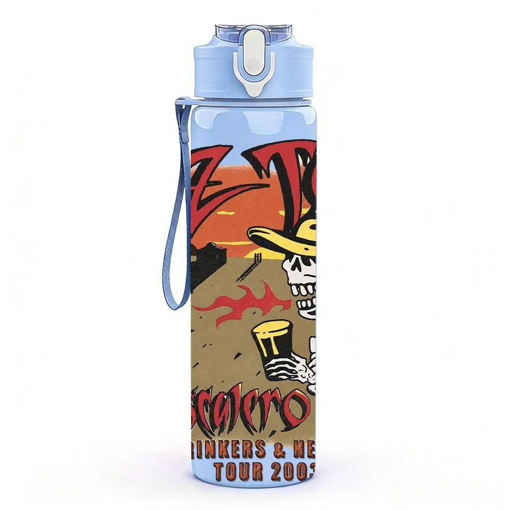 1PC Vintage Tribal Mural Art 750ml sports water bottle leakproof straw lid outdoor office home