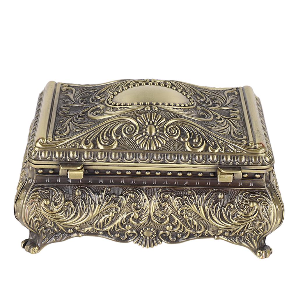 Metal Jewelry Box Rectangular Trinket Storage Box Vintage Jewelry Box For Women Girls Birthday Christmas Bronze