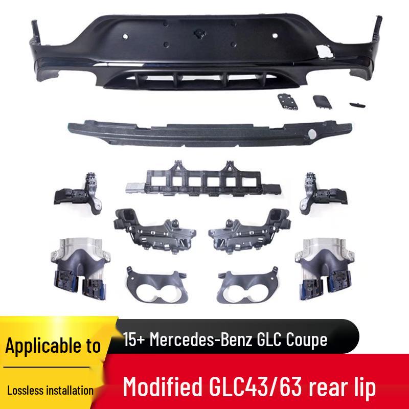 Compatible with Mercedes-Benz GLC Coupe (2015+): AMG GLC43/63 Rear Lip Quad Tailpipes Dual Exhausts