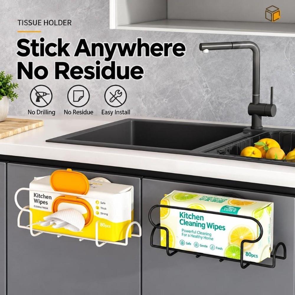 Rust Resistant Paper Holder No Drill Installation Wet Wipe Storage Rack  Kitchen Bathroom