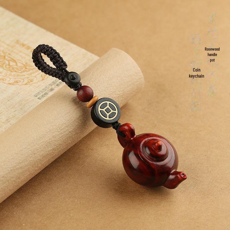 Подвеска-брелок в виде чайника из розового дерева для мужчин и женщин - небольшие ручные украшения