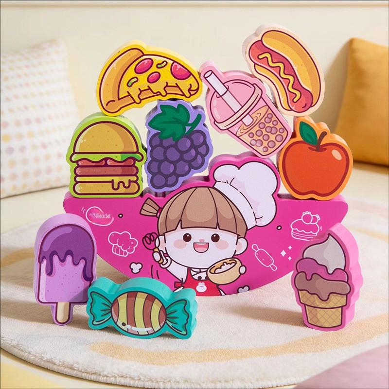 Деревянная игрушка для детей 3D Балансир Стройка Cute Food Животное Дерево Падающая Башня Образовательные игрушки для детей