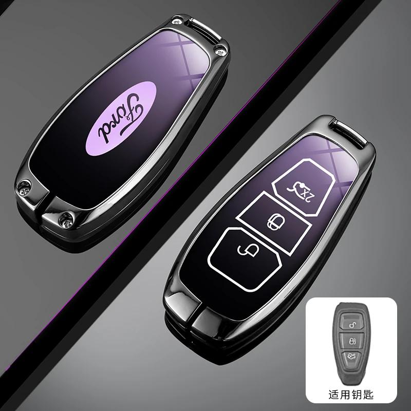 Car Sticker Hot For Ford New Leather Car Remote Key Case Keychain Accessories Holder for Ford ST Line Fiesta Focus Mondeo Ecospo