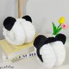 Black & White Cute Bear Earmuffs: Foldable, Plush, Anti-freeze Ear Warmers for Men & Women
