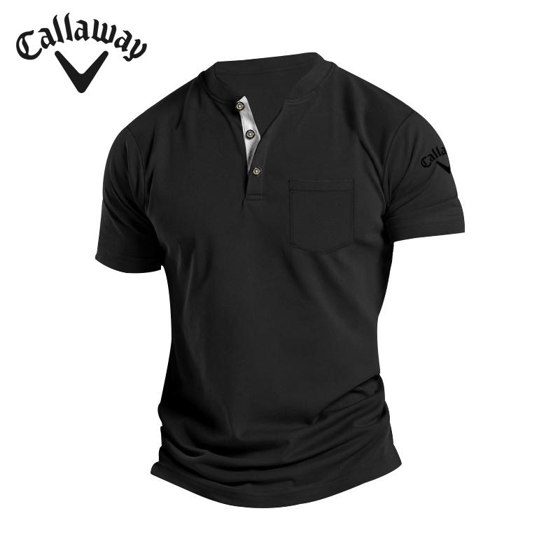 Callaway Летняя вышивка Новая большая мужская футболка с коротким рукавом и карманом на пуговицах Поло