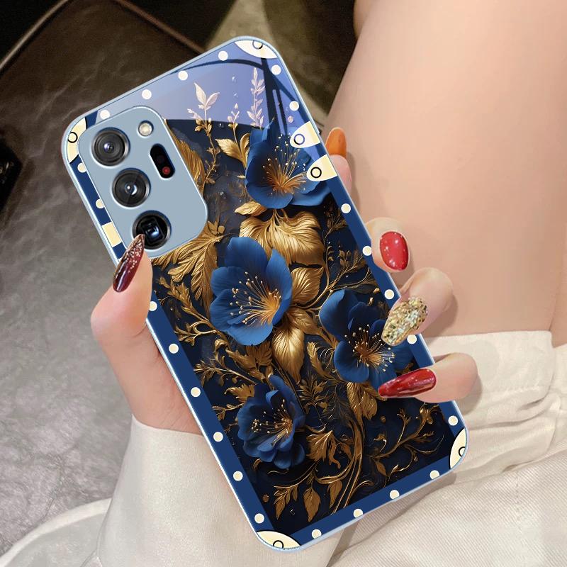 Коробка Розовые Цветы Для Samsung Galaxy Note 8 9 10 PRO 20 Ultra A01 02 03 Core 04E 4G 12 13 5G Чехол для телефона из закаленного стекла