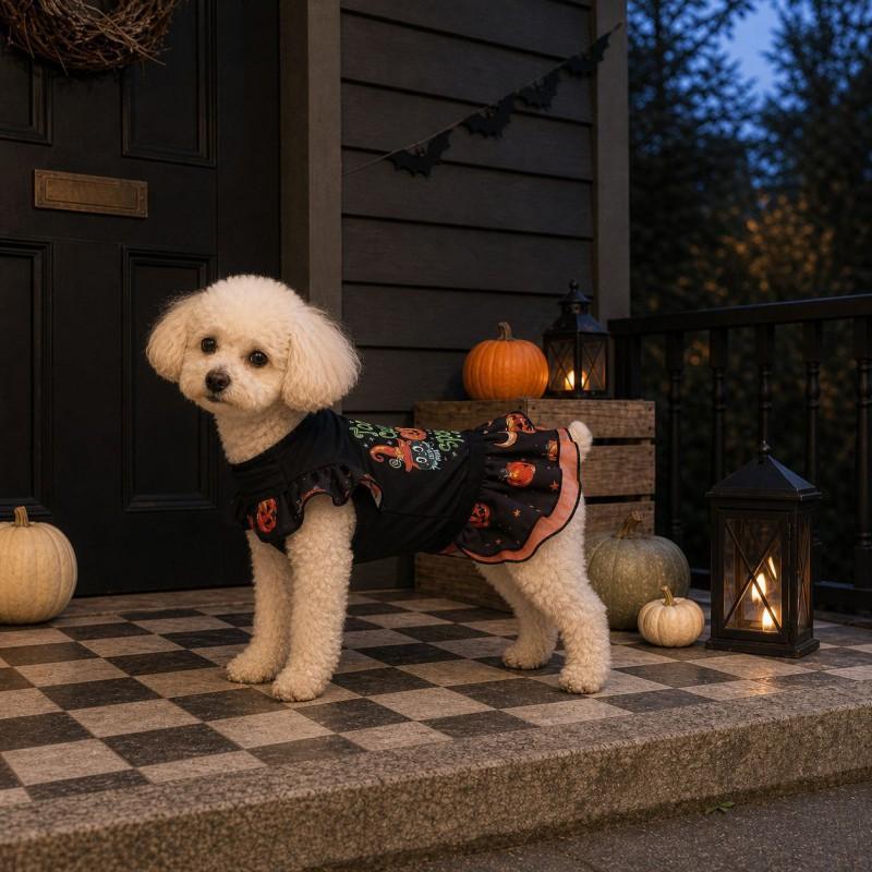 Pet Dog Dress Costume Halloween Christmas Festival Party Pumpkin Witch Princess Style Cotton Winter