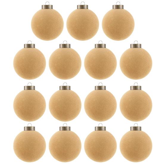 15 Pcs Velvet Christmas Ball Ornaments 3.15 Inch Flocked Plastic Ball Xmas Tree Hanging Decoration for Holiday Party Decor