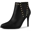 Allegra K Chelsea Ankle Boots with Rivets, Pointed Toe, Stiletto Heels, Women's, Black, Size 26.0 Cm
