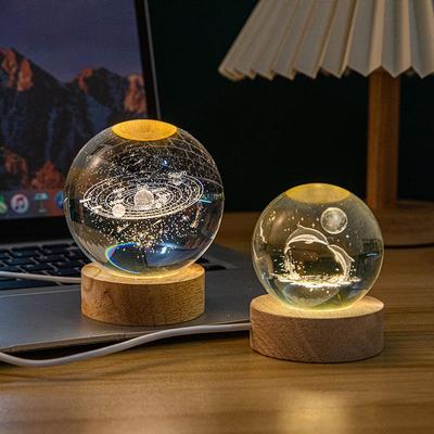 Млечный Путь Луна 3D Кристальный шар с лазерной гравировкой Ночник