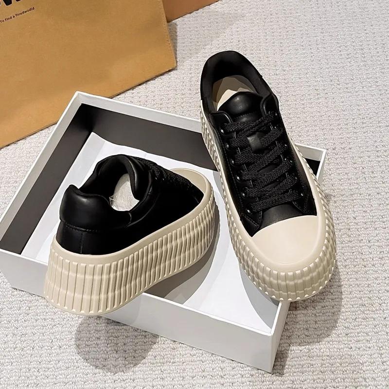 Женские кроссовки на толстой платформе из искусственной кожи, брендовая дизайнерская обувь для женщин, модная повседневная обувь, легкая нескользящая женская обувь