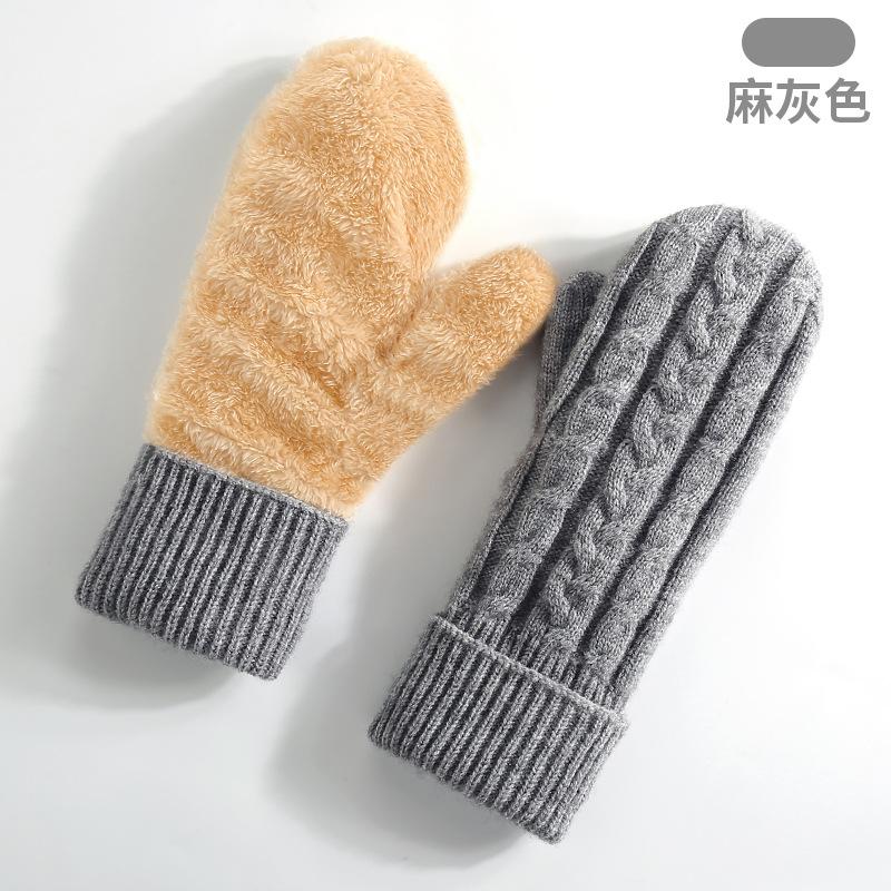 New Winter Thermal Gloves Women's Fleece Thickened Mittens Cycling Skiing Wool, Bag Cover Knitted Gloves