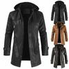 Men's Mid-length Leather Jacket Youth Large Size PU Leather Windbreaker Men's Jacket