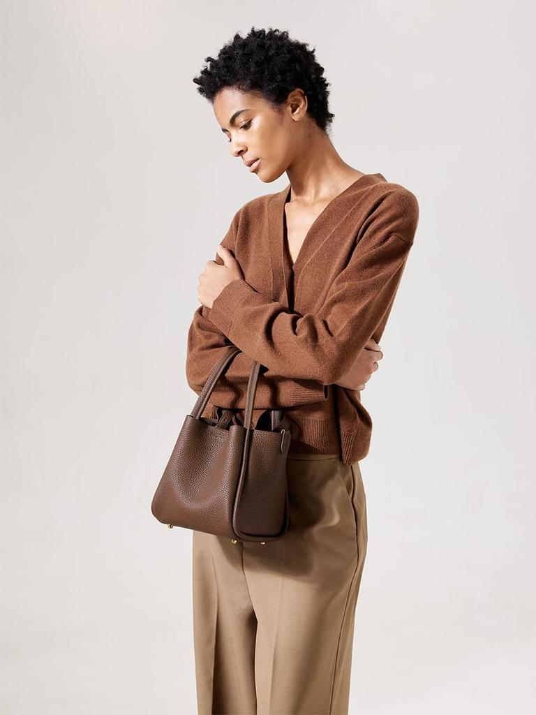 Songmont Song Large Cube Tote Genuine Shoulder Luxury Bag for Black Size M Bag, Bag, Women's Bucket-Shaped Bag, Leather, Picotin-Style Bag, Handbag,