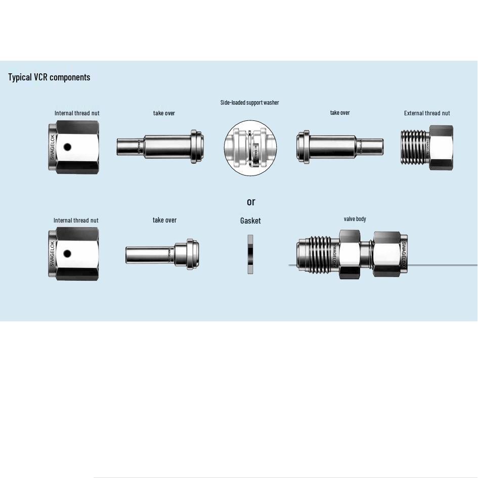 6LV-4-VCR-3-4TB3 Swagelok 316L VAR VCR Long Ferrule Tube to Weld Fitting