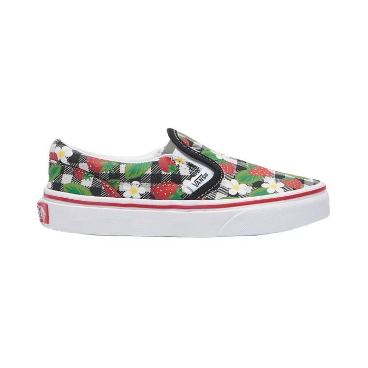 Vans Повседневные детские кеды с клубничным принтом, низкие, для скейтбординга, детские кроссовки, черно-белые, VN0A7Q5GARU