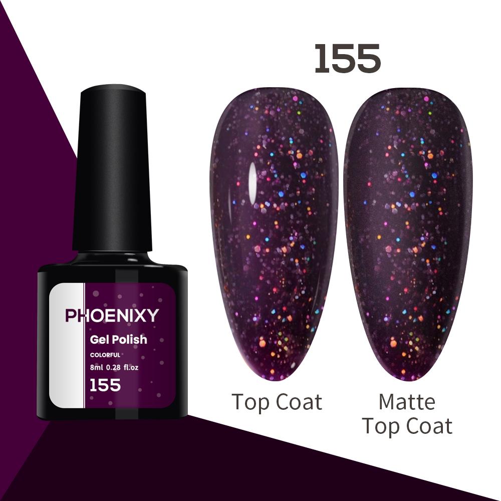 Лак для ногтей PHOENIXY, 8 мл, УФ-светодиодный гибридный лак для дизайна ногтей, гель-лайнер для маникюра, полупостоянная основа, верхнее покрытие, гель с блестками, блестящие цвета, гель