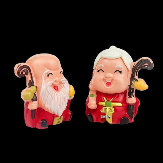 Топпер для торта на День Рождения Бога Долголетия Бабушки с веером из цветов сливы