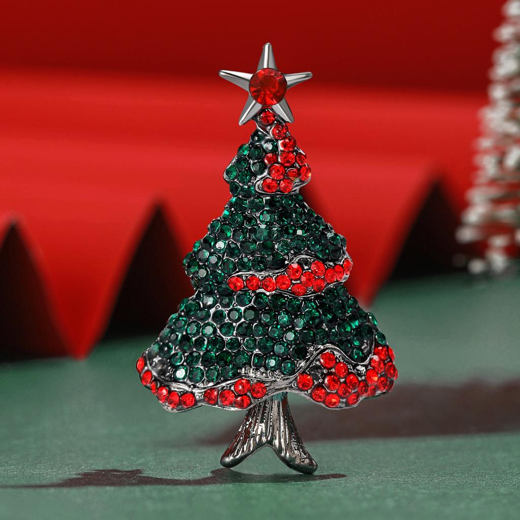 Christma’s Rhinestones Christmas Tree Brooches for Women Unisex Enamel Plant Pins Event Party Decoration Clothes Accessories