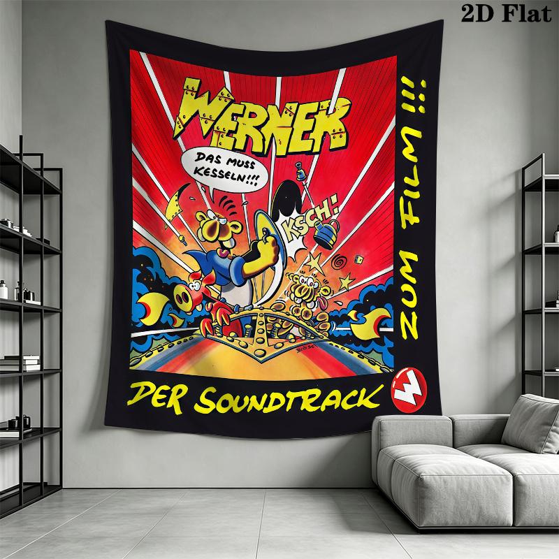 Werner Comic Wall Tapestry Aesthetic Wall Hanging Printed Fabric Blanket Decorative Tapestries for Bedroom Living Room Home Decor