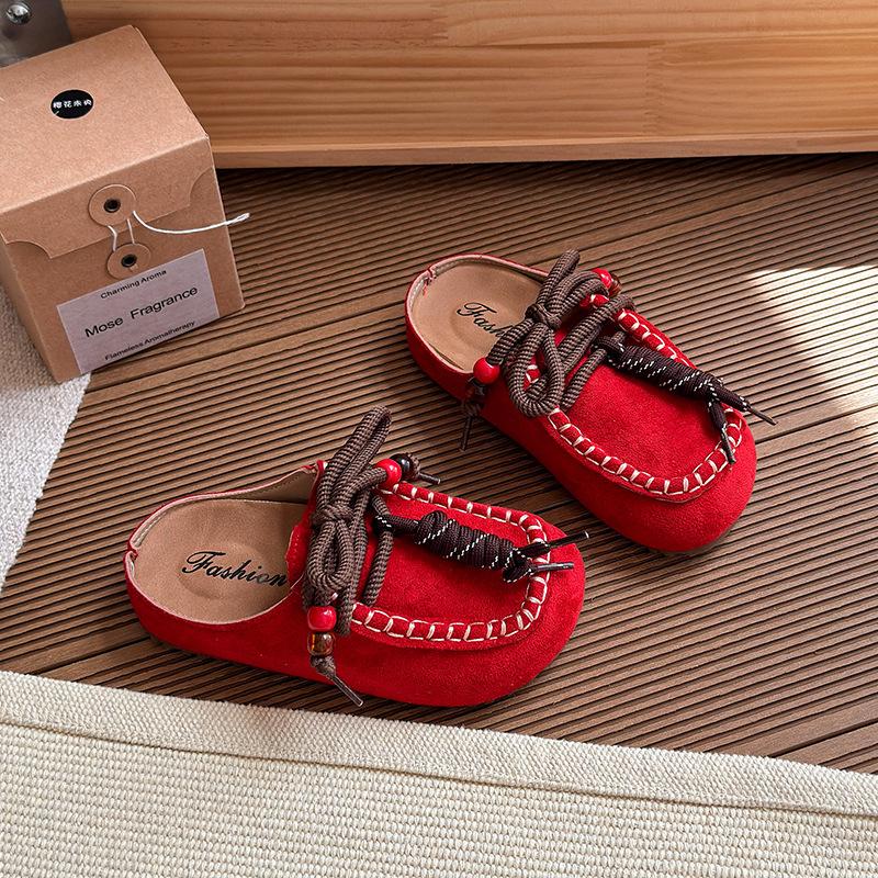 Children Casual Shoes for Girls Autumn New Fashion Korean Style Soft Bottom Anti-slippery Versatile Retro Outside Mules